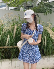 实拍实价 2023年夏季新款法式收腰碎花裙子连衣裙女