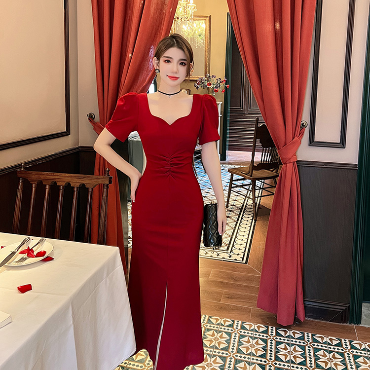 FA35270# 气质女神短袖连衣裙包臀紧身品质长裙 服裝批發女裝批發服飾貨源