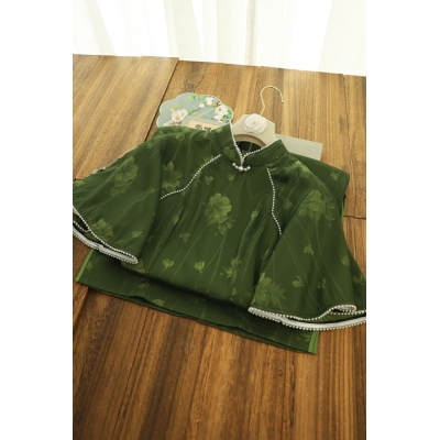 墨绿色旗袍2023年新款复古气质优雅长款改良高级感连衣裙少女夏季