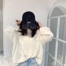 镂空针织衫薄款罩衫女夏天圆领套头大码宽松防晒冰丝夏季上衣