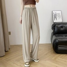 实拍#现货#窄版冰丝阔腿裤女2023夏季高腰垂感拖地宽松显瘦休闲裤