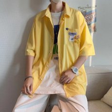 批发<b class='q'>潮</b>流青春流行百搭标准夏季慵懒文艺多口袋五分袖<b class='q'>潮</b>衬衫男新款圆领