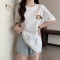 实拍100%纯棉宽松打底衫2023夏季新款小众bm韩版上衣ins短袖T恤女轮播图2