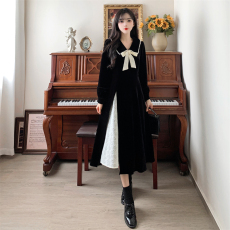 批发法式赫本风金丝绒<b class='q'>连衣裙</b><b class='q'>女</b>秋冬新款<b class='q'>大码</b>高级感气质黑色长裙子