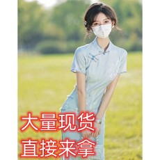 批发绣玫<b class='q'>上海</b><b class='q'>旗袍</b>改良高级感气质素雅年轻款少女中国风淡雅连衣裙新款