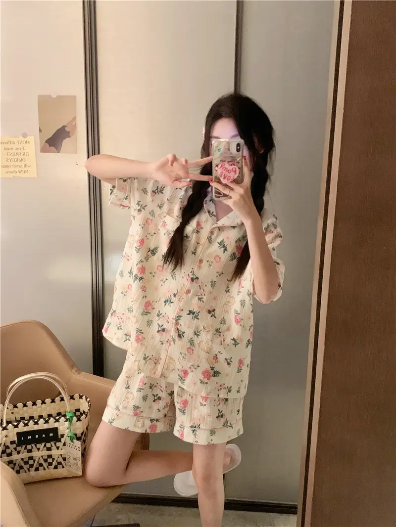소프트 루즈 핏 루돌핀 패턴 홈웨어 세트 상세 이미지 2
