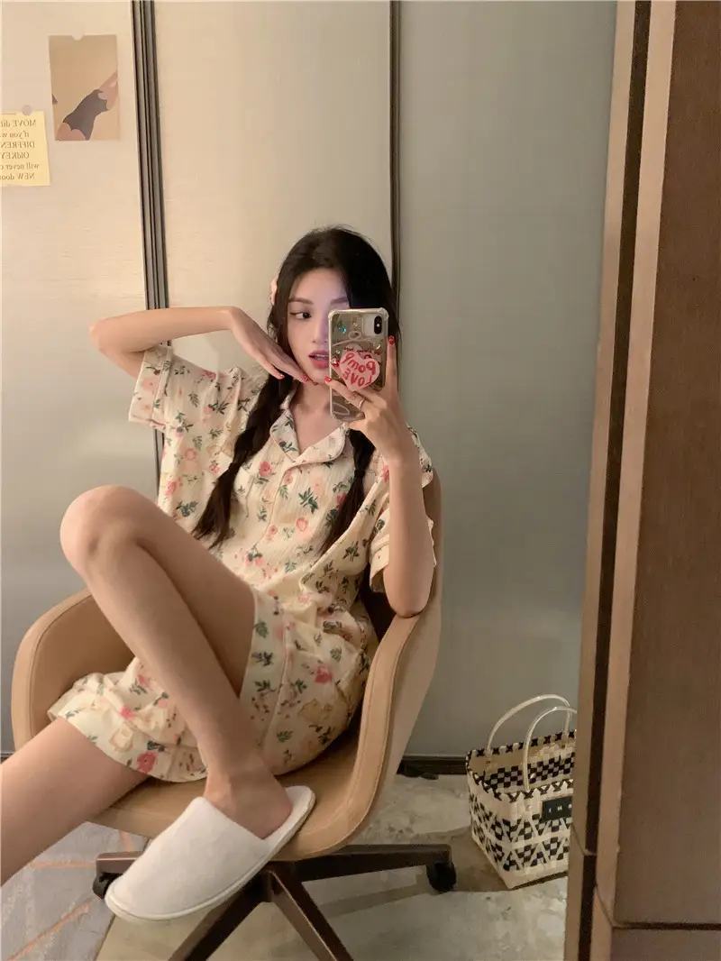소프트 루즈 핏 루돌핀 패턴 홈웨어 세트 상세 이미지 7