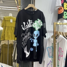 批发欧货外星人字母印花短袖t恤女中长款大码时尚拼接半袖韩版上衣潮T