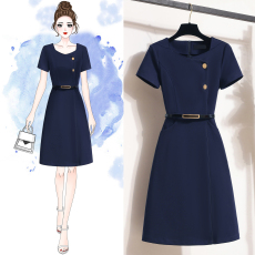 批发职业装<b class='q'>连衣裙</b>女夏季薄款气质<b class='q'>珠宝</b>店前台美容院售楼部短袖工作服装