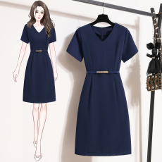 批发2024职业连衣裙夏高级感气质时尚v领售楼部<b class='q'>珠宝</b>店工作服工装裙子