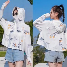 批发中国风冰丝防晒衣女长袖印花夏季新款防紫外线时尚出行遮阳衣外套
