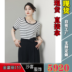 批发噜噜Liedu-【时光杂货铺】微胖大码夏季显瘦条纹针织上衣ZY304K45