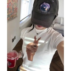 批发92棉/8氨纶40支210g纯棉 修身短款T恤女短袖