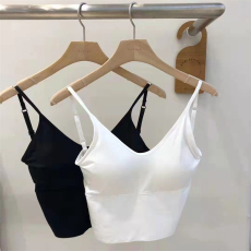 批发东大门新款纯色美背内衣内搭<b class='q'>吊带</b><b class='q'>背心</b>带胸垫可调节肩带