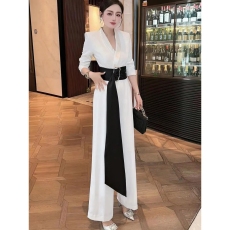 批发小香风名媛御姐范高级感<b class='q'>修身</b>显瘦西装领宽腰封炸街连衣裤