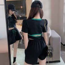 批发套装女网红小个子休闲减龄<b class='q'>夏</b>运动装阔腿短裤可盐可甜炸街两件套