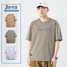 批发2023夏季新款短袖男圆领T恤潮流休闲半袖男t恤美式印花短袖男上衣
