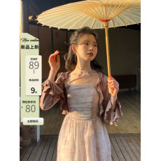 批发玲玖配吊带裙子外搭披肩罩衫法式小坎肩防晒衣雪纺开衫外套女春夏