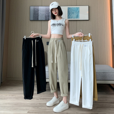 实拍冰丝运动裤女夏季薄款2023新款速干防晒裤宽松束脚休闲哈伦裤