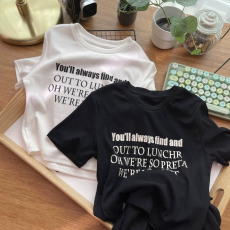 批发92棉/8氨纶40支210g纯棉 修身短款T恤女短袖