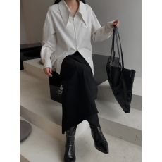 批发实拍实价~白色长袖拉链衬衫外套