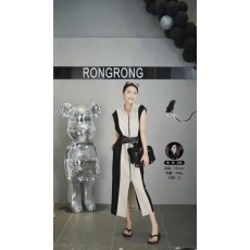 批发欧货拼色双拉链无袖连衣裙女2023夏季时尚设计感宽松显瘦中长裙子