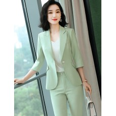 批发2023春夏新款七分袖小西装外套女士高级感气质小个子职业西服套装