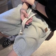 批发男青<b class='q'>春</b>流行简约新款牛仔裤潮五分裤文艺夏季水洗原宿拉链直脚潮流