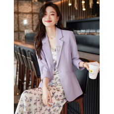 批发紫色小西装外套女春秋2023夏季新款高级感上衣小个子休闲西服薄款