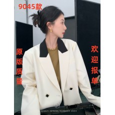 批发鹭青一【玉兰】西装外套女春秋新款复古宽松戗驳领撞色设计感西服