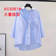 批发清仓捡漏~外贸<b class='q'>原</b><b class='q'>单</b><b class='q'>女装</b>撤回衬衫女单口袋宽松长袖衬衣中长款春季
