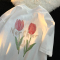 童装女童洋气网红上衣2023夏季新款宽松短袖T恤纯棉半袖中大童轮播图5