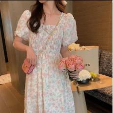 批发安璃ANLI 甜美粉色系立体剪花工艺碎花<b class='q'>连衣裙</b>