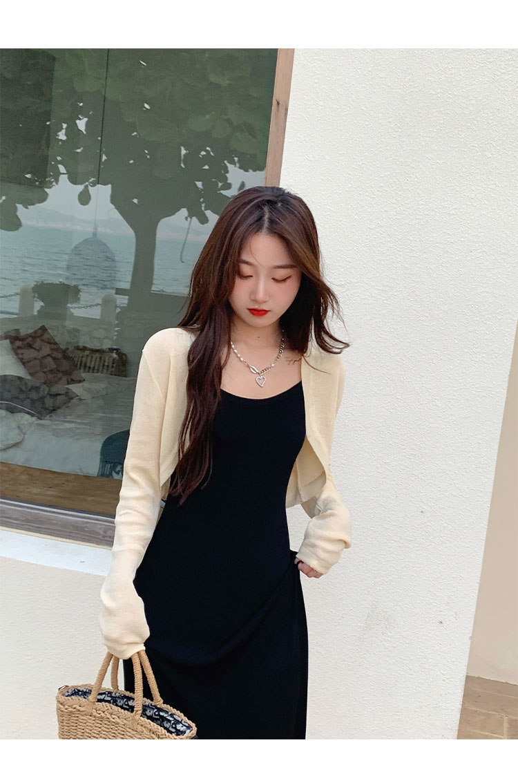 Sun protection cardigan knitted jacket for women summer suspender skirt with blouse ice silk short top small waistcoat jacket