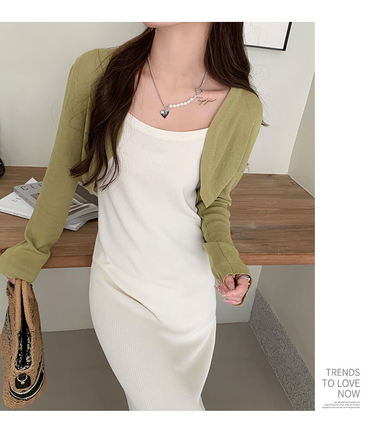 Sun protection cardigan knitted jacket for women summer suspender skirt with blouse ice silk short top small waistcoat jacket