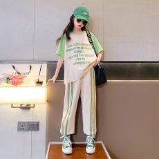 批发<b class='q'>女</b><b class='q'>童</b>含棉夏装套装2026新款洋气女孩休闲大童运动短袖夏季两件套