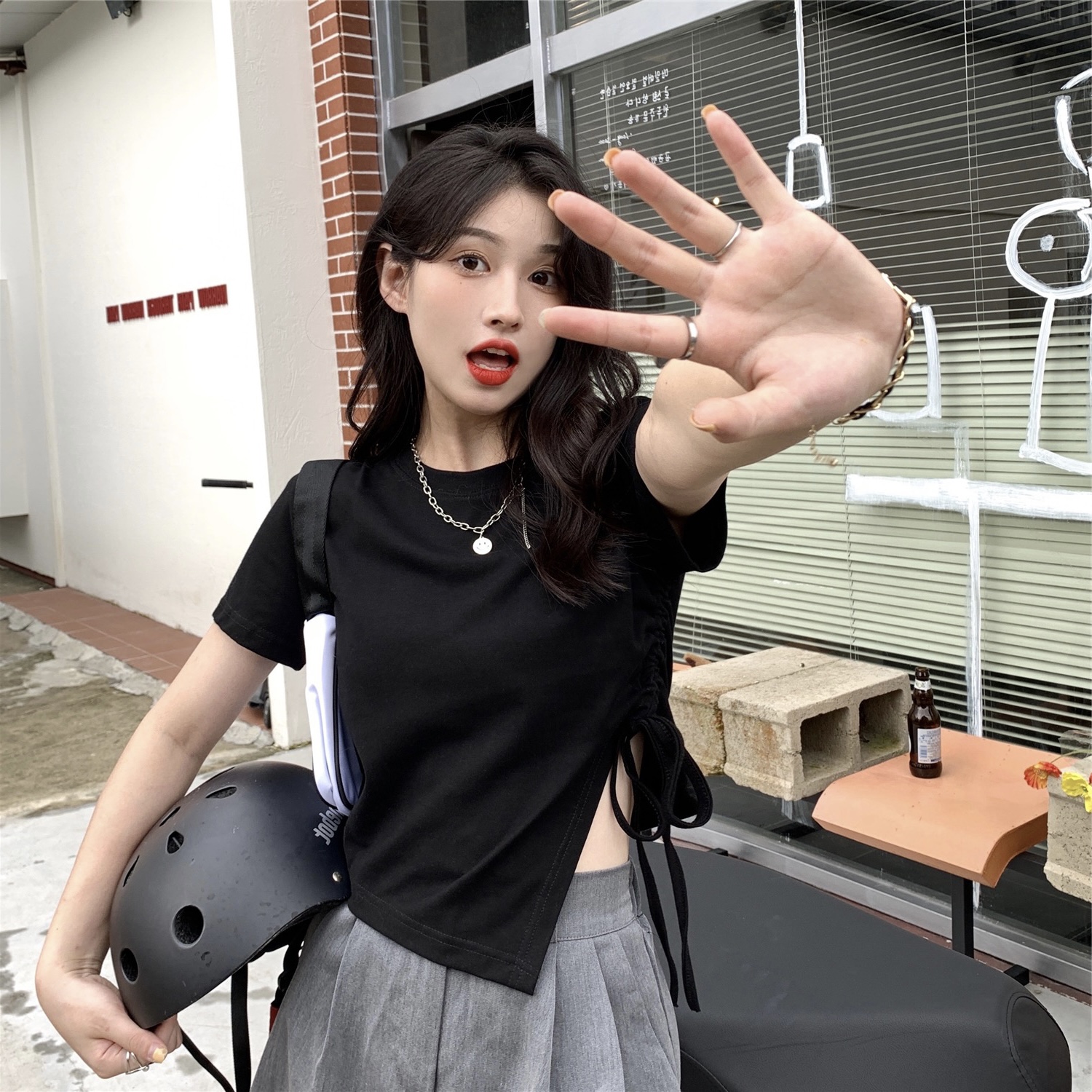 폭발 다용도 여름 섹션 긍정적 인 어깨 티셔츠 빅 사이즈 여성 의류 지방 mm 불규칙 반팔 티셔츠 맨위 m-4xl200 근
