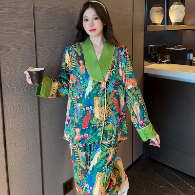 2023夏季新款睡衣女冰雪丝外穿家居服开衫套装甜美可外穿家居服