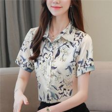 批发真丝衬衫女短袖2026年<b class='q'>夏</b>季新款丝绸设计感小众气质桑蚕丝碎花上衣