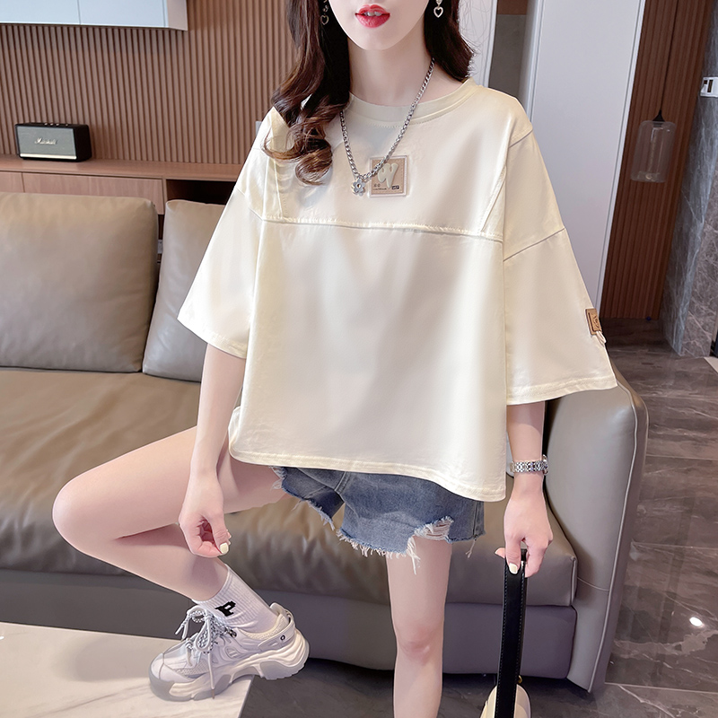 실사 이후 패키지 칼라 6535 당겨 프레임 티셔츠 여름 새로운 빅 사이즈 루즈핏 다용도 맨위 여성