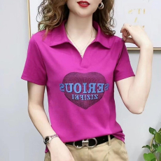 批发官图 <b class='q'>夏季</b>新款休闲减龄短袖t恤女士纯棉上衣中年妈妈装翻领polo衫
