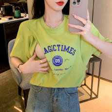批发实拍 夏季哺乳T恤辣妈时尚印花宽松显瘦喂奶上衣产后月子期服