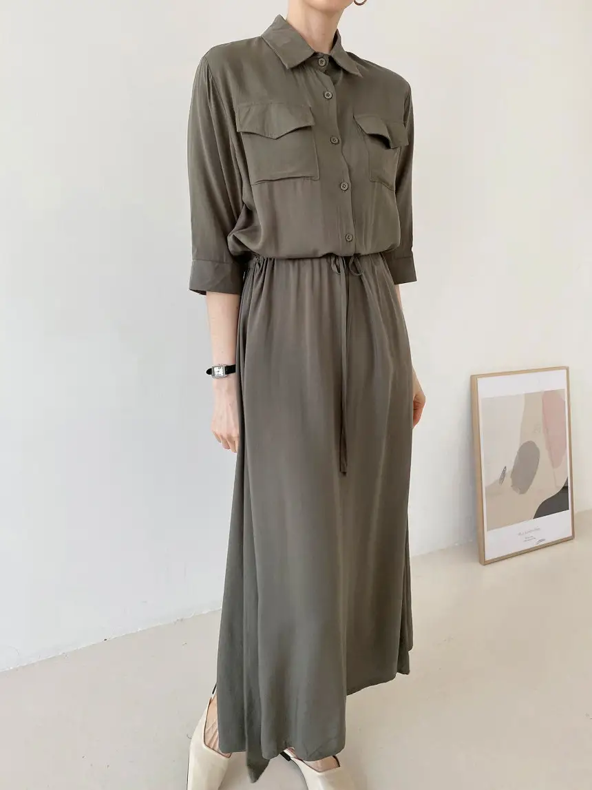 쉬폰 프렌치 스타일 포켓 원피스 상세 이미지 19
