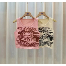 批发美式复古工字小背心吊带女夏季甜辣外穿粉色辣妹无袖短款运动<b class='q'>上衣</b>