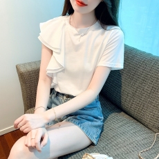 批发<b class='q'>短袖</b><b class='q'>t</b><b class='q'>恤</b>小众设计感女装2026新款潮夏季不规则荷叶边气质别致上衣