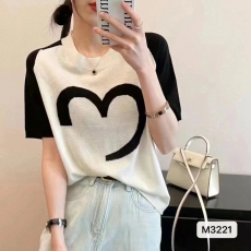 批发欧洲站2026春夏新款欧货潮时尚撞色天丝羊毛针织衫女短袖T恤<b class='q'>上衣</b>