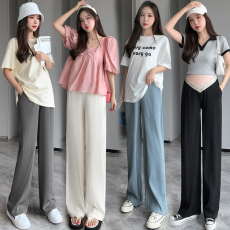 批发实拍<b class='q'>孕妇</b><b class='q'>装裤</b>子低腰阔腿裤春夏薄款外穿打底束脚冰丝休闲长裤夏季