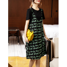 批发限价+12+小视频 2026夏季新款假两件连衣裙女拼接气质<b class='q'>T</b><b class='q'>恤</b>印花裙子