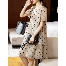 批发限价+12+小视频  时尚宽松显瘦连衣<b class='q'>裙</b>2026夏季新款波点褶皱短袖<b class='q'>裙</b>
