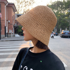批发草帽女小清新韩版潮百搭日系沙滩遮阳帽子夏季薄款遮脸编织渔夫帽